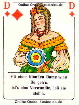 Eine blonde Frau Eine blonde Frau - kostenlos Kartenlegen mit Skatkarten und Ja-Nein Orakel - der Silberspiegel