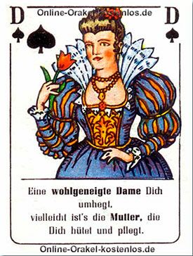 Eine wohlgeneigte Dame Eine wohlgeneigte Dame - kostenlos Kartenlegen mit Skatkarten und Ja-Nein Orakel - der Silberspiegel