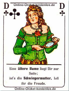 Eine ältere Dame - kostenlos Kartenlegen mit Skatkarten und Ja-Nein Orakel - der Silberspiegel